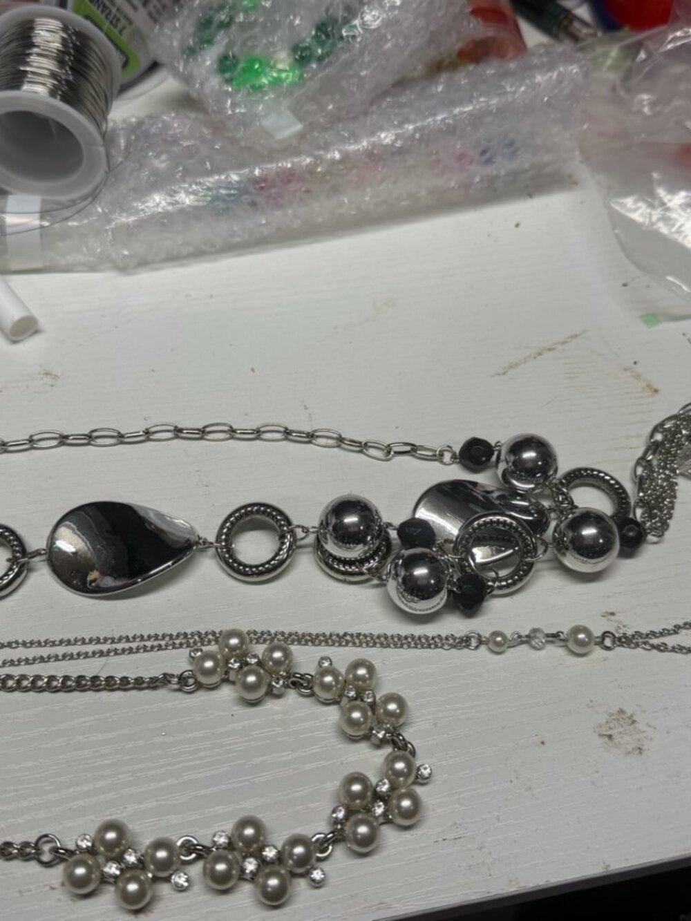 Paparazzi Silver Heart Pearl Look Bundle 3 Necklace Earring Sets